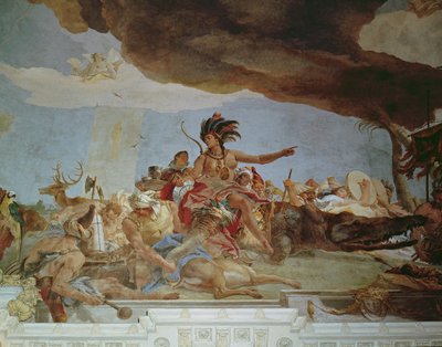 America, one of the Four Continents from the ceiling of the 